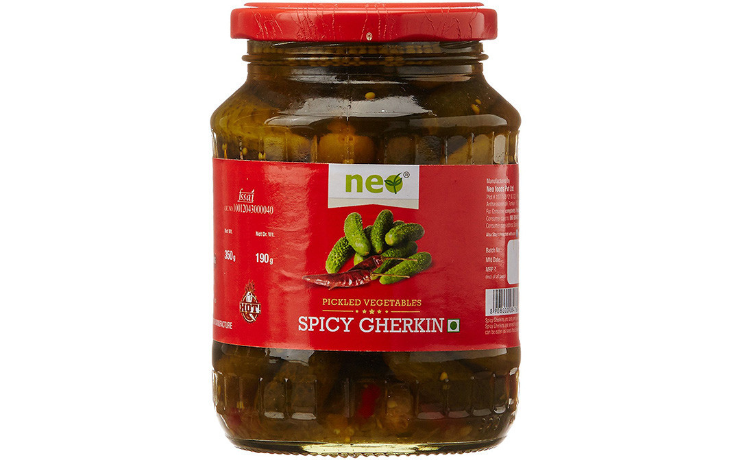 Neo Spicy Gherkin (Pickled Vegetable)    Glass Jar  350 grams